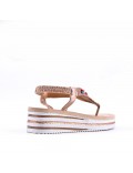 Sandales femme strass confortable en simili cuir