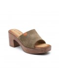 Mixed material wedge sandal for women