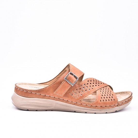 Large Size 38-43 - Wedge comfort sandal in faux leather for women