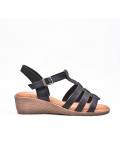 Large Size 38-43- Sandalia confort con cuña en piel sintética para mujer
