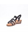 Large Size 38-43- Sandalia confort con cuña en piel sintética para mujer