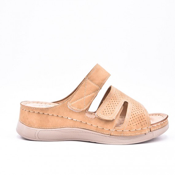 Large Size 38-43- Sandalia confort con cuña en piel sintética para mujer