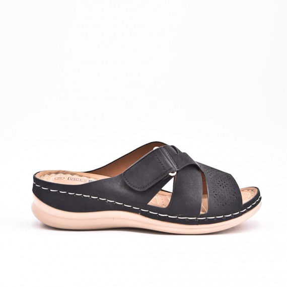 Large Size 38-43- Sandalia confort con cuña en piel sintética para mujer