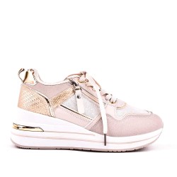 Basket mix matière à lacet pour femme