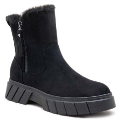 Faux suede ankle boot with zip closure
