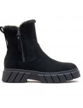 Faux suede ankle boot with zip closure