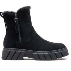 Faux suede ankle boot with zip closure