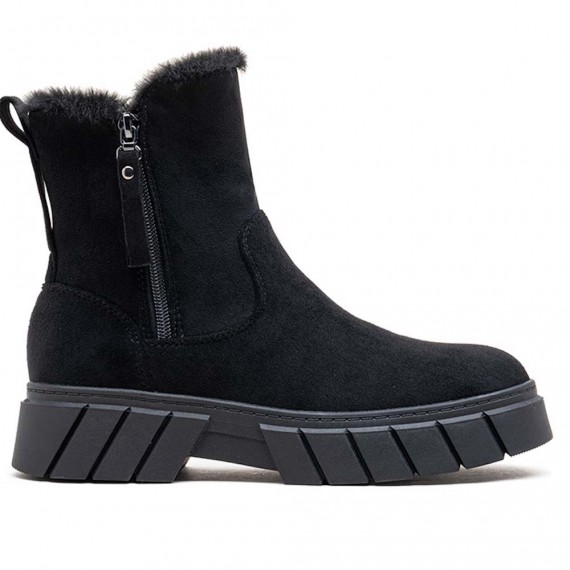 Faux suede ankle boot with zip closure
