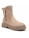 Faux suede ankle boot with zip closure