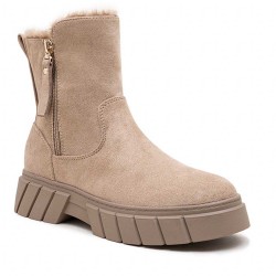 Faux suede ankle boot with zip closure