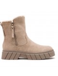 Faux suede ankle boot with zip closure