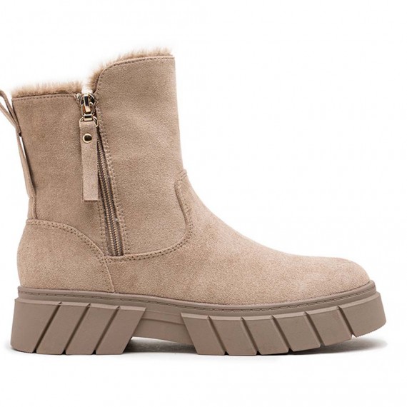 Faux suede ankle boot with zip closure