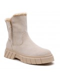 Faux suede ankle boot with zip closure