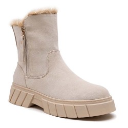 Faux suede ankle boot with zip closure