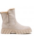 Faux suede ankle boot with zip closure