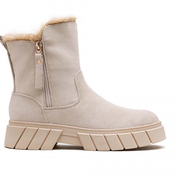 Faux suede ankle boot with zip closure