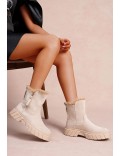 Faux suede ankle boot with zip closure