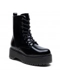 Faux leather lace-up ankle boot