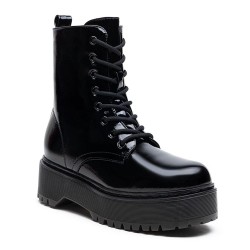 Faux leather lace-up ankle boot