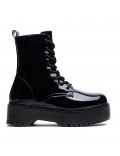 Faux leather lace-up ankle boot