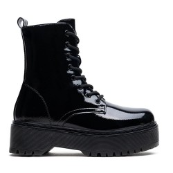 Faux leather lace-up ankle boot