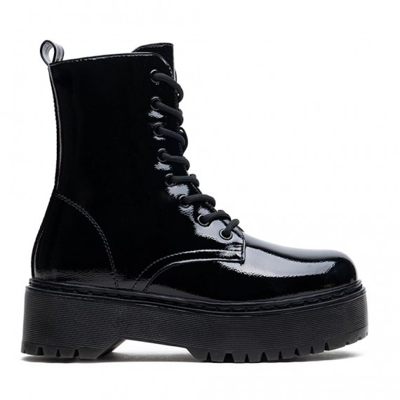 Faux leather lace-up ankle boot