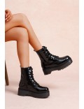 Faux leather lace-up ankle boot