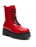 Faux leather lace-up ankle boot