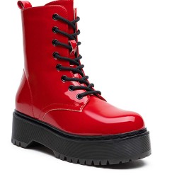 Faux leather lace-up ankle boot
