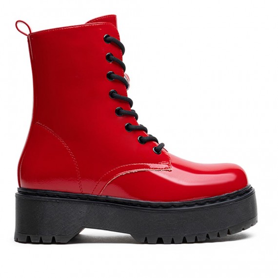 Faux leather lace-up ankle boot
