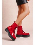 Faux leather lace-up ankle boot