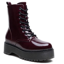 Faux leather lace-up ankle boot