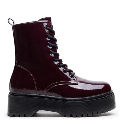 Faux leather lace-up ankle boot