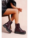 Faux leather lace-up ankle boot