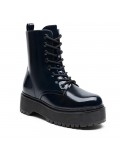 Faux leather lace-up ankle boot
