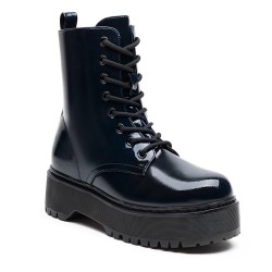 Faux leather lace-up ankle boot