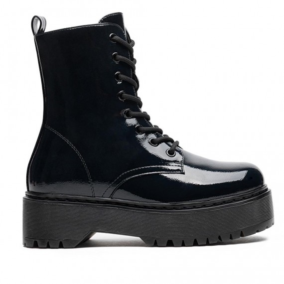 Faux leather lace-up ankle boot
