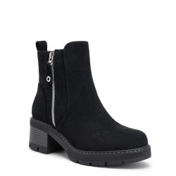 Faux suede ankle boot with zip closure