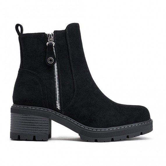Faux suede ankle boot with zip closure