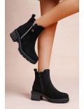 Faux suede ankle boot with zip closure
