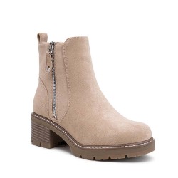 Faux suede ankle boot with zip closure