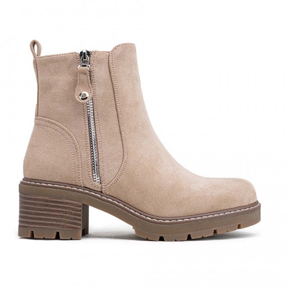 Faux suede ankle boot with zip closure