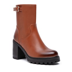 Faux leather ankle boot