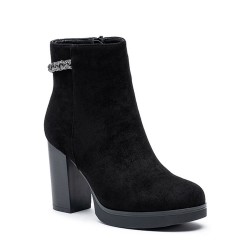 Faux suede ankle boot with zip closure