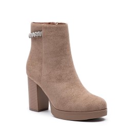 Faux suede ankle boot with zip closure