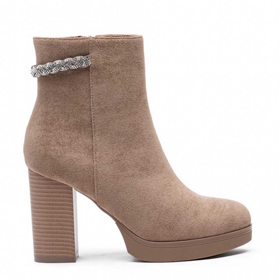 Faux suede ankle boot with zip closure