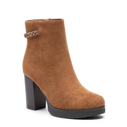 Faux suede ankle boot with zip closure