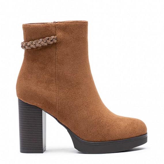 Faux suede ankle boot with zip closure