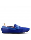 Moccasin in suede flanged leather