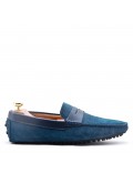 Moccasin in suede flanged leather